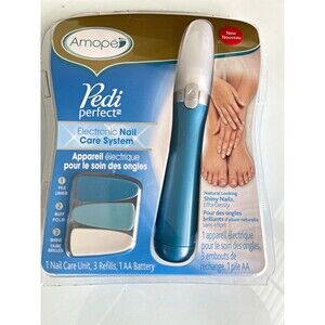 Amope Pedi Perfect Nail File Two-Speed Ergonomic w/ 3 Refills AA Battery